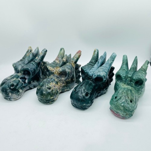 4 Pieces Beautiful Ocean Jasper Dragon Head