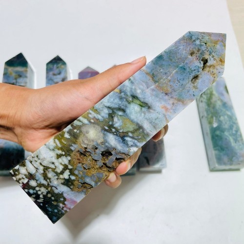 7 Pieces Large Ocean Jasper Four-Sided Tower Points