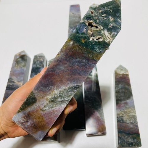 9 Pieces Small Geode Ocean Jasper Tower Points