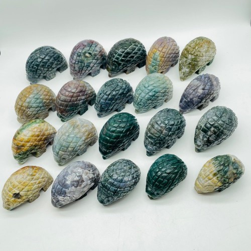 20 Pieces Large Ocean Jasper Hedgehog Carving