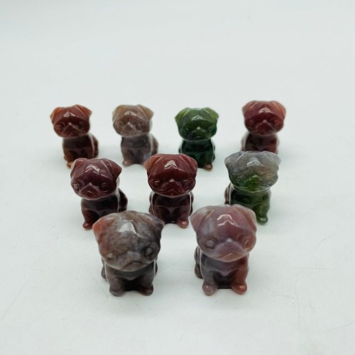 Ocean Jasper Pug Dog Carving Wholesale