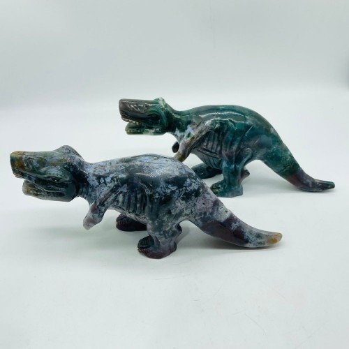 2 Pieces Large Ocean Jasper Tyrannosaurus Rex Dinosaur Carving