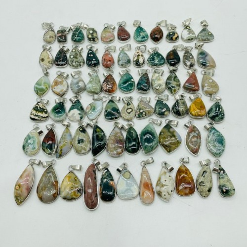 66 Pieces Beautiful Vein Ocean Japser Pendant