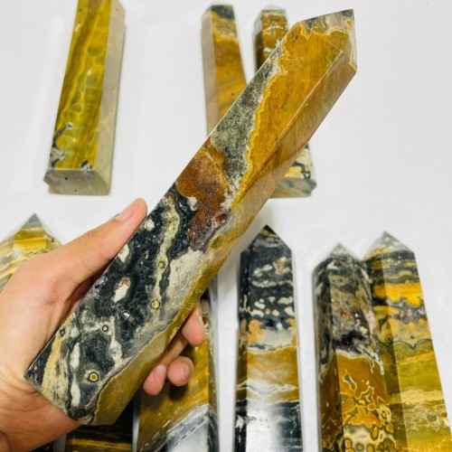 10 Pieces Yellow Vein Ocean Jasper Tower