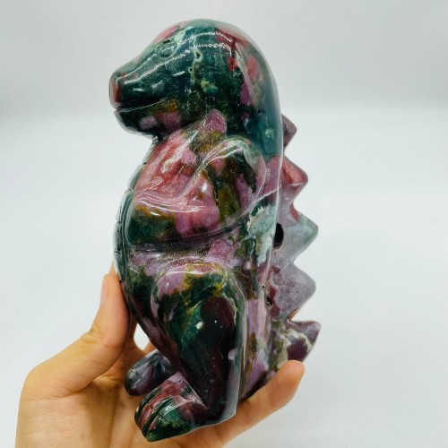 High Quality Colorful Ocean Jasper Baby Dinosaur Carving