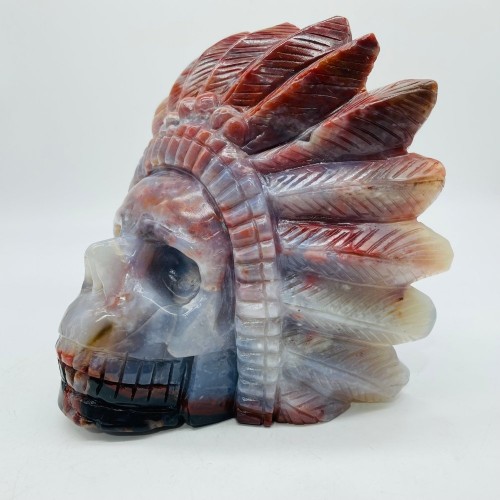 Unique Ocean Jasper Maya Skull Carving