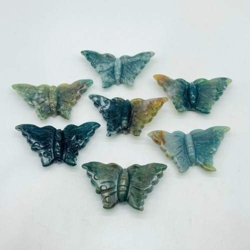 Green Ocean Jasper Beautiful Butterfly Carving Wholesale