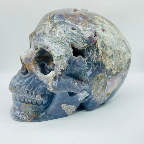 11.77kg(25.8lbs) Unique Large Ocean Jasper Geode Skull