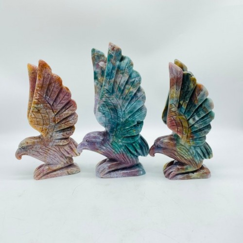 3 Pieces Ocean Jasper Eagle Carving