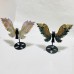 2 Pairs Ocean Jasper Symmetry Owl Wing Carving With Stand