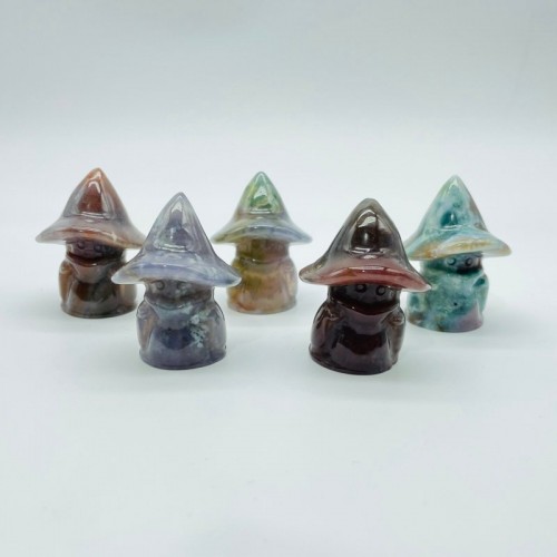 Ocean Jasper Cute Little Witch Carving Wholesale