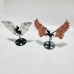 2 Pairs Pegasus Wing Carving With Stand Pink Agate Ocean Jasper