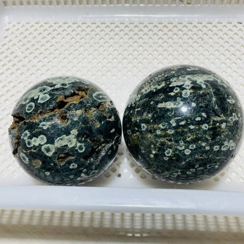 2 Pieces Large Green Sea Ocean Jasper Spheres