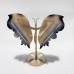 3 Pairs Butterfly Wing Carving With Stand Ocean Jasper Stripe Agate