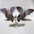 3 Pairs Butterfly Wing Carving With Stand Amethyst Mixed Agate Ocean Jasper