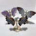 3 Pairs Butterfly Wing Carving With Stand Amethyst Mixed Agate Ocean Jasper