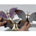 3 Pairs Butterfly Wing Carving With Stand Amethyst Mixed Agate Ocean Jasper