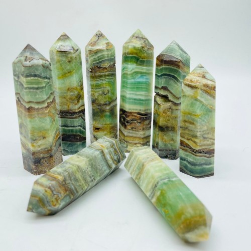 Green Onyx Stripe Points Tower Wholesale