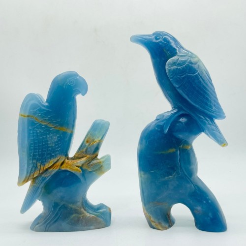 2 Pieces High Quality Blue Onyx Bird Carving