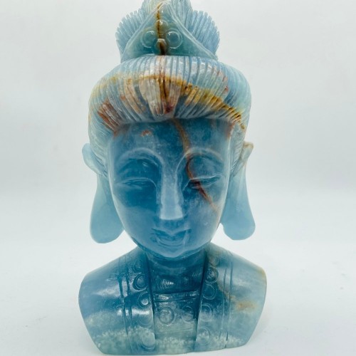 High Quality Blue Onyx Guanyin Head Carving