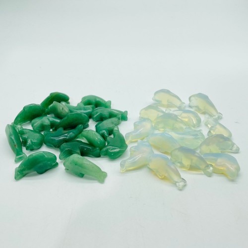 Mini Dolphin Green Aventurine&Opalite Carving Animals Wholesale