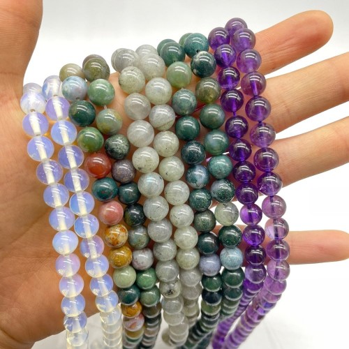 5Types Bracelet Labradorite&Moss Agate Opalite (man made) DIY Beads Wholesale