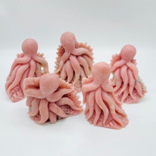 5 Pieces Beautiful Pink Opal Octopus Carving