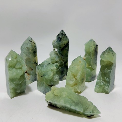 Natural Prehnite Tower One Side Raw Points Wholesale