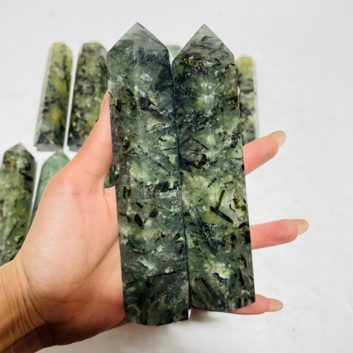 14 Pieces Large Green Prehnite Stone Tower