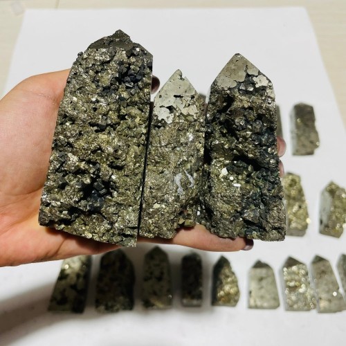 28 Pieces Pyrite Four-Sided Tower Point