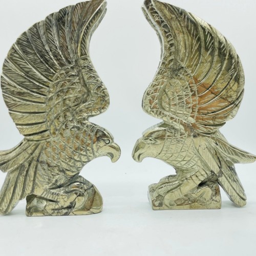 2 Pieces Pyrite Eagle Carving