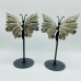 4 Pairs High Quality Pyrite Butterfly Carving With Stand