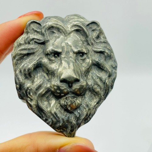 Pyrite Lion Head Carving Wholesale