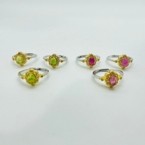 Natural Green And Pink Tourmaline Ring Wholesale