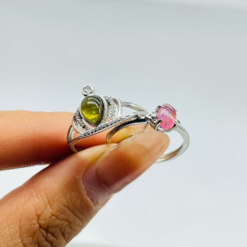 50 Pieces Colorful Tourmaline Different Styles Sterling Silver Ring