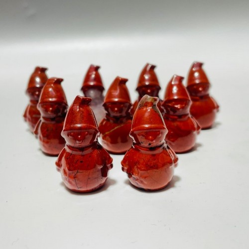 1.3inch Red Jasper Snowman Carving Wholesale