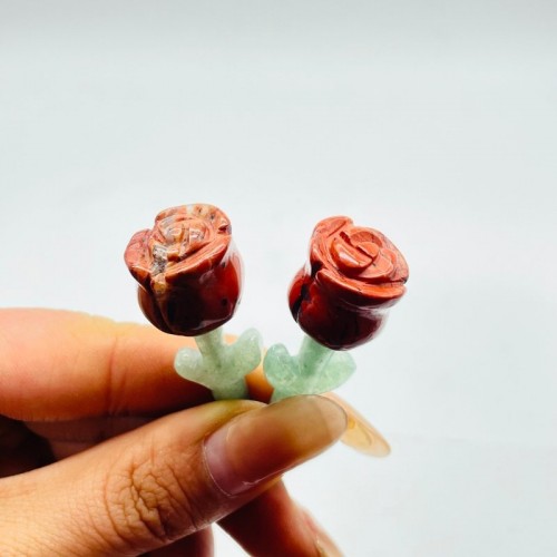 Red Jasper Green Aventurine Flower Carving Wholesale