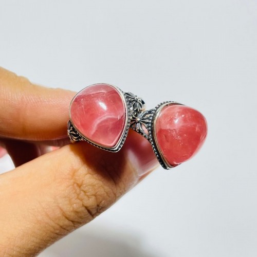 11 Pieces High Quality Rhodochrosite Sterling Silver Ring