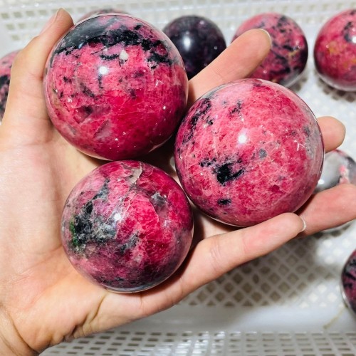 20 Pieces Deep Red Rhodonite Mixed Quartz Spheres