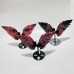 3 Pairs Red Rhodonite Pegasus Wing Carving With Stand