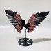 3 Pairs Red Rhodonite Pegasus Wing Carving With Stand