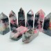 Pink&Black Rhodonite Four-Sided Tower Points Wholesale