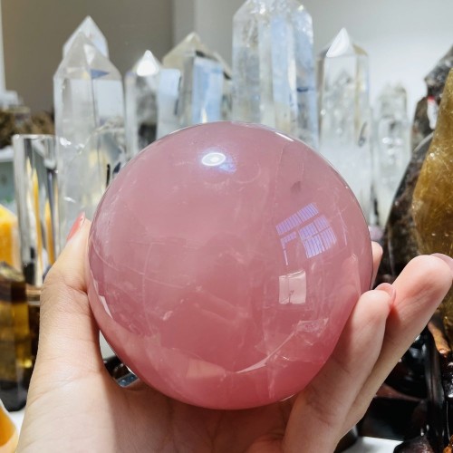 High Quality Deep Pink Rose Quartz Sphere Ball