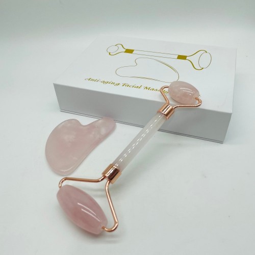 Rose Quartz Roller and Gua Sha A Set Wholesale Stunning Box Set perfect for Gift