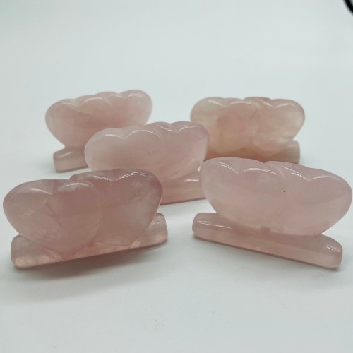 Rose Quartz Double Heart Wholesale