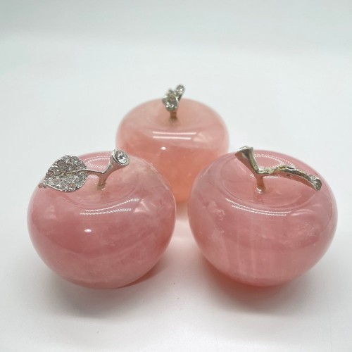 Rose Quartz Apple Carving Wholesale