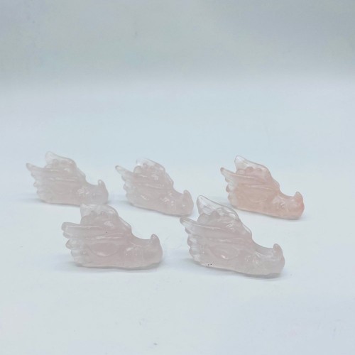 Rose Quartz Dragon Head Carving Wholesale