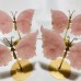 4 Pairs Rose Quartz Butterfly Carving With Stand