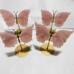 4 Pairs Rose Quartz Butterfly Carving With Stand