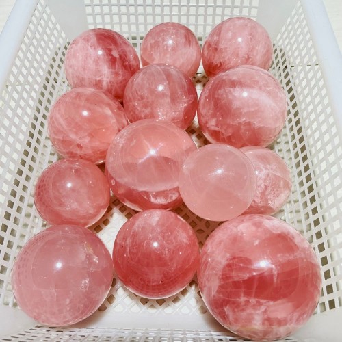 13 Pieces Madagascar Deep Pink Star Rose Quartz Spheres